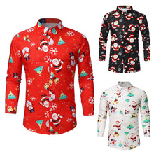 Load image into Gallery viewer, Men's Shirts Christmas Shirt Mens Polyester Tops Casual Snowflakes Santa Candy Printed Christmas Shirt Top Blouse Men Shirts
