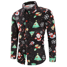 Load image into Gallery viewer, Men's Shirts Christmas Shirt Mens Polyester Tops Casual Snowflakes Santa Candy Printed Christmas Shirt Top Blouse Men Shirts